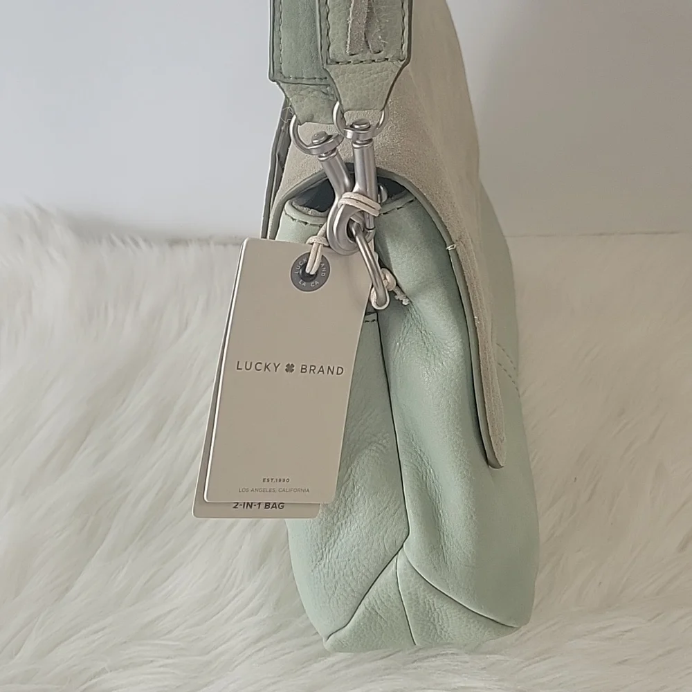 Lucky Brand Lyia leather crossbody bag in seagrass color NEW - Picture 5 of 15